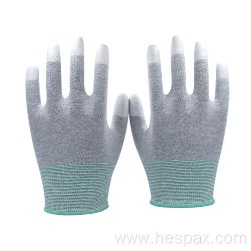 Hespax Durable PU Fingers Coated Carbon Fiber Gloves